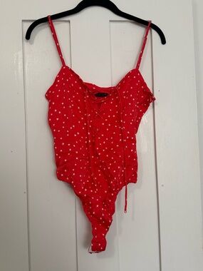 Zara Red Star Lace-Up Bodysuit